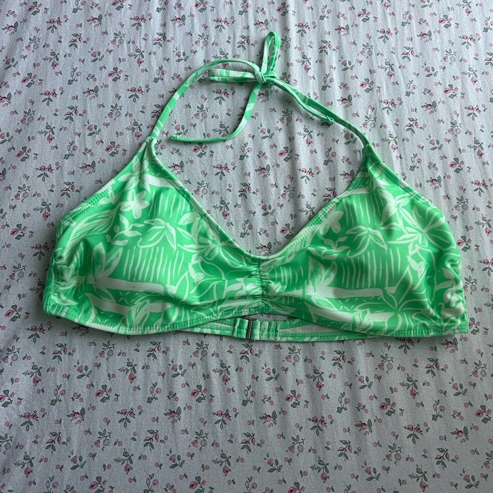 Green Floral Women's Swim Top